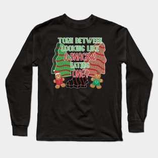 Torn Between Looking Like A Snack And Eating One Santa Christmas Cakes - Vintage Leopard Christmas Tree Cakes Long Sleeve T-Shirt
